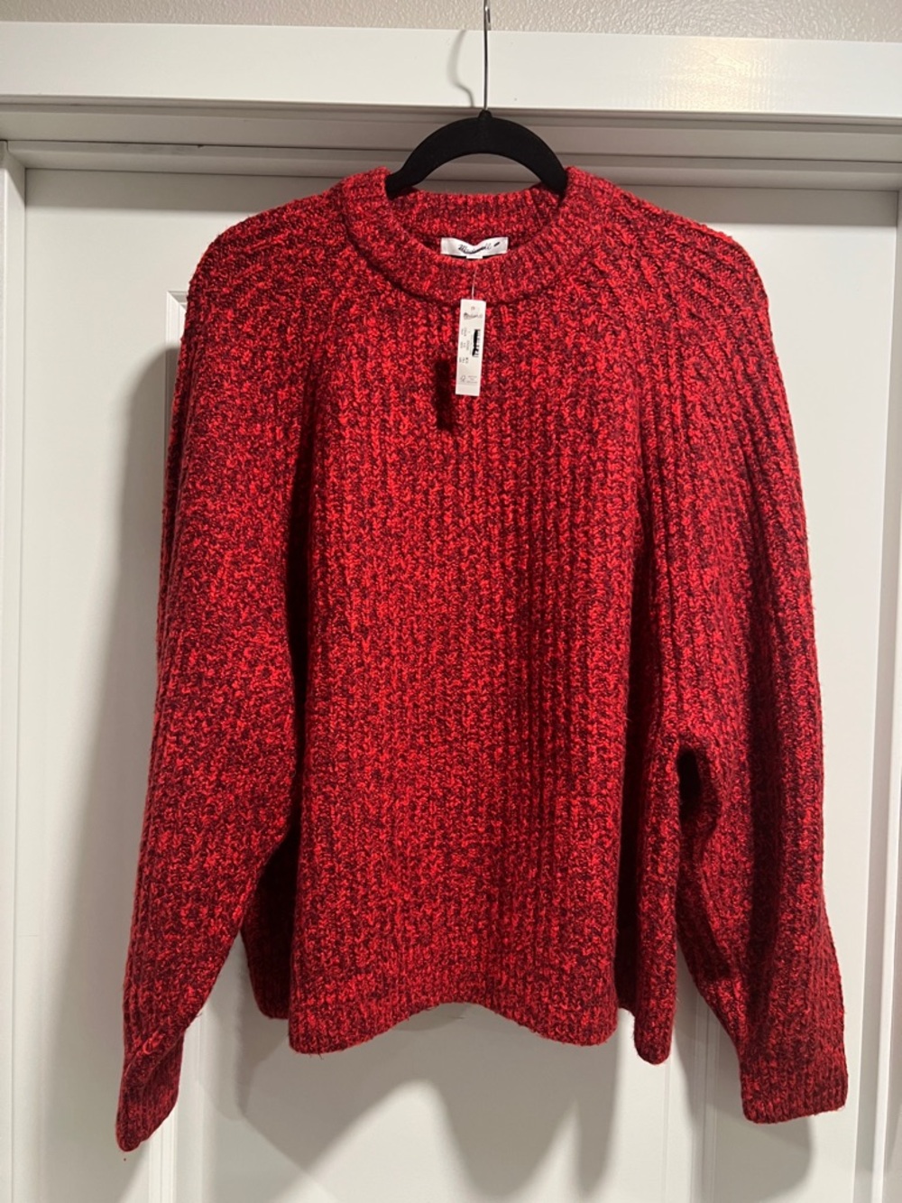 Madewell Women’s Red Marled Crewneck Knit Sweater Size M NWT